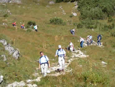 Abstieg von dem Kanzelwandsattel zur Kuhgrundalpe