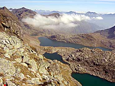 Blick von der Milchseescharte auf den Milchsee, Langsee, Grnsee